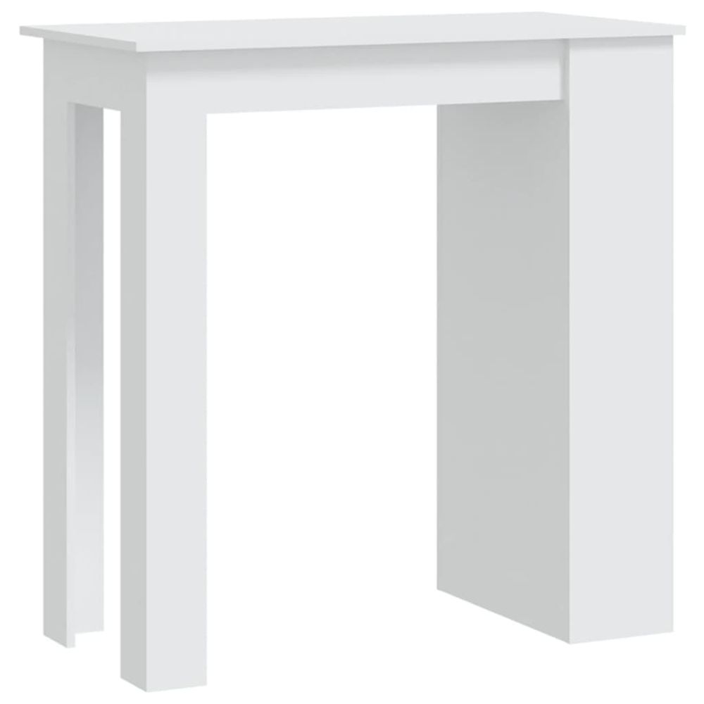 Vidaxl Barový stôl s úložným regálom biely 102x50x103,5 cm drevotrieska